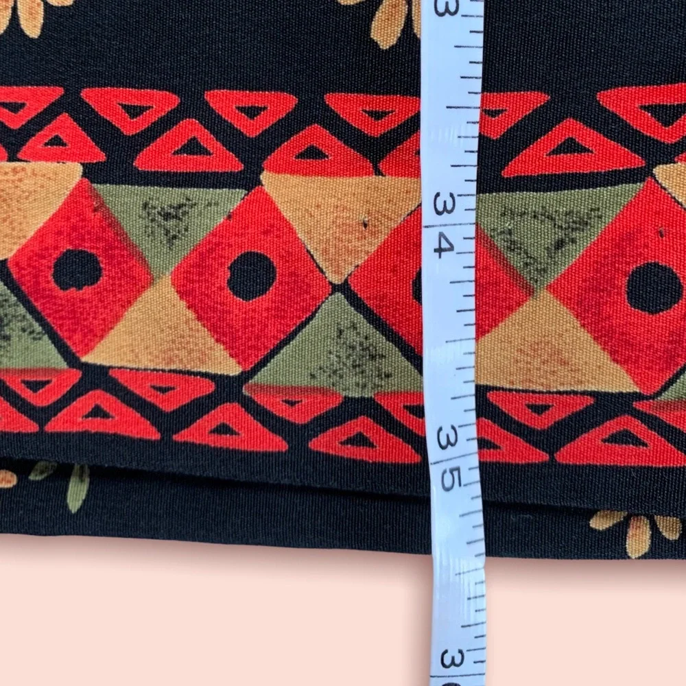 VTG 1990s Sag Harbor Petite Black Safari Print Dress - Picture 8 of 10